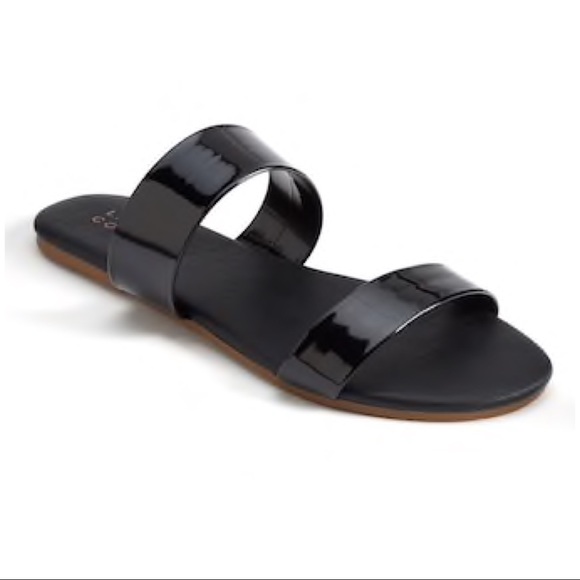 LC Lauren Conrad Shoes - LC Lauren Conrad Black Double Strap Slip On Sandal